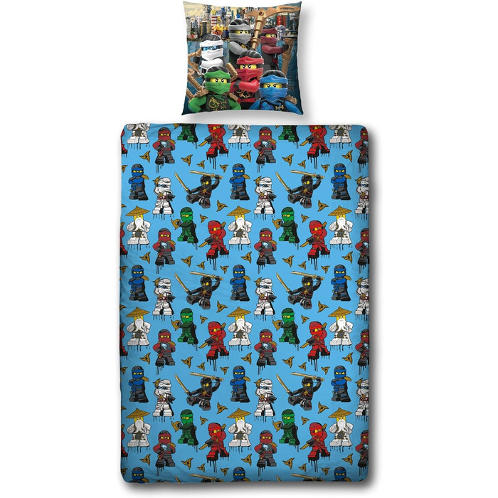 Комплект постільної білизни Character World Lego Ninjago для хлопчиків - дитяча постільна білизна 135x200 80x80 см з 100 бавовни н