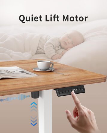 Стіл FEZIBO з регульованою висотою та портами зарядки USB-A та USB-C, 100 x 60 см, стіл для роботи сидячи та стоячи, стіл з електричним регулюванням висоти, ергономічний комп&39ютерний стіл для домашнього офісу, світло-коричневий 100 x 60 см світло-коричн