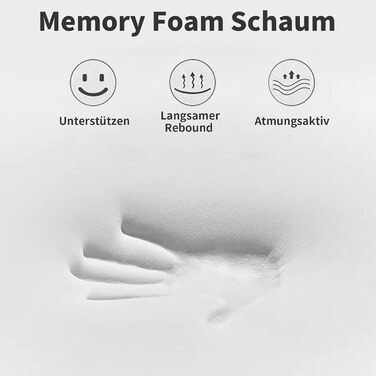 Подушка LAMB з регульованою по висоті з піни з ефектом пам&39яті, подушка для голови, подушка для шиї, подушка для підтримки шиї, ергономічна подушка для голови, подушка проти хропіння зі знімним чохлом, 60x36x12/10 см, біла, 1