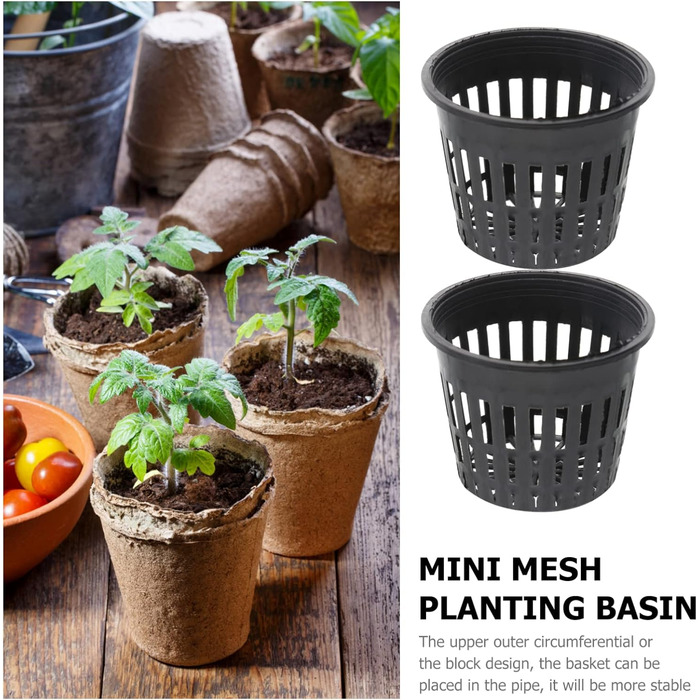 Сітчастий горщик для гідропоніки Yardwe, 10 шт., садові сіткові горщики для чашок, пластикові сіткові горщики для гідропоніки, відро, кошик для гідропоніки, 3,15 x 2,5 дюйма (чорний)