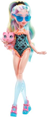 Лялька MONSTER HIGH Lagoona Blue - рожевий балахон, велосипедні шорти з батику, босоніжки на платформі, ласти, аксесуари, для дітей віком 4, HHK55