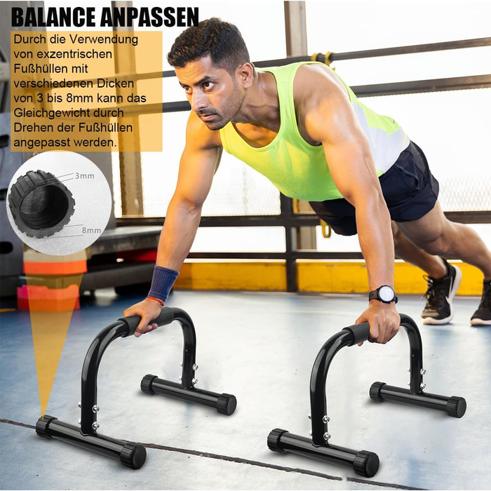 Турніри для стійки на руках, Великий турнік для віджимань та віджимань, Нековзні ручки для віджимань, Обладнання для калістеніки для використання в приміщенні та на вулиці, Підходить для домашнього фітнесу та віджимань, Чорний