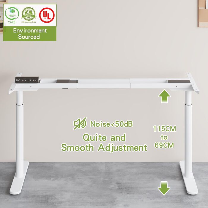 Каркас столу Radlove з подвійним двигуном та регулюванням висоти, регульовані ніжки підставки для столів розміром від 120 до 178 см з 4 функцією пам&39яті (білий циліндричні ніжки)