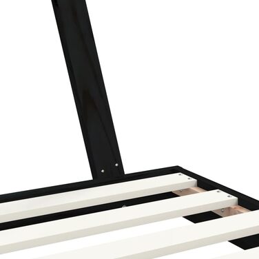 Дитяче ліжко, чорне, 90x190 см, масив сосни, дизайн вігваму, підлогове ліжко з міцними дерев&39яними рейками для вентиляції та стійкості, 199 x 94 x 134 см, чорне