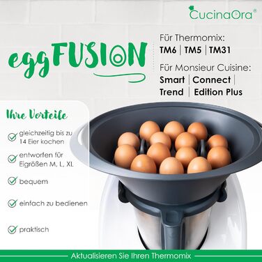 Тримач для яйцеварки CucinaOra eggFUSION - Аксесуари Thermomix tm6 - Тримач для яєць Thermomix до 14 яєць - Тримач для яєць для приготування їжі - Thermomix TM5 TM31 - Сумісний з кухонними аксесуарами MC Smart Connect