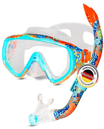 Надзвичайно зручний дитячий комплект для підводного плавання, маска для дайвінгу з надм&39яким силіконом, 7-14 років, кришталево чистий вид крізь загартоване скло Coral