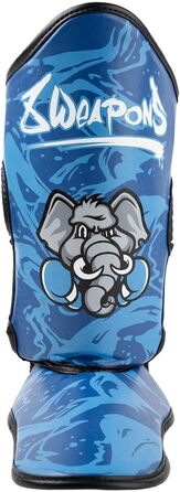 ЗБРОЇ Щитки для гомілок, дитячі, Джип, сині, для тренувань та змагань, високоякісна синтетична шкіра та ідеальна амортизація, муай-тай, К1, ММА, карате та кікбоксинг, розмір S/M, 8