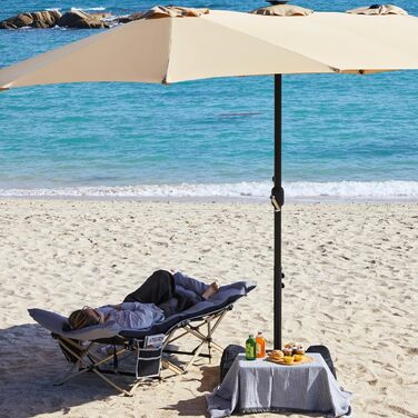 Розкладне кемпінгове ліжко Yaheetech з матрацом, гостьове ліжко з сумкою для перенесення та бічною кишенею, 191 x 67 см, садовий шезлонг, вантажопідйомність до 150 кг, сірий матрац чорний каркас ліжка