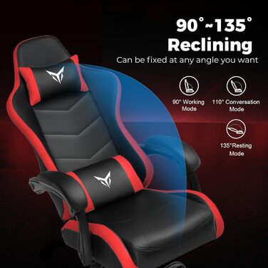 Ігрове крісло GTPLAYER, ергономічне офісне крісло з регульованим підголівником та поперековою опорою, ігрове крісло, червоне