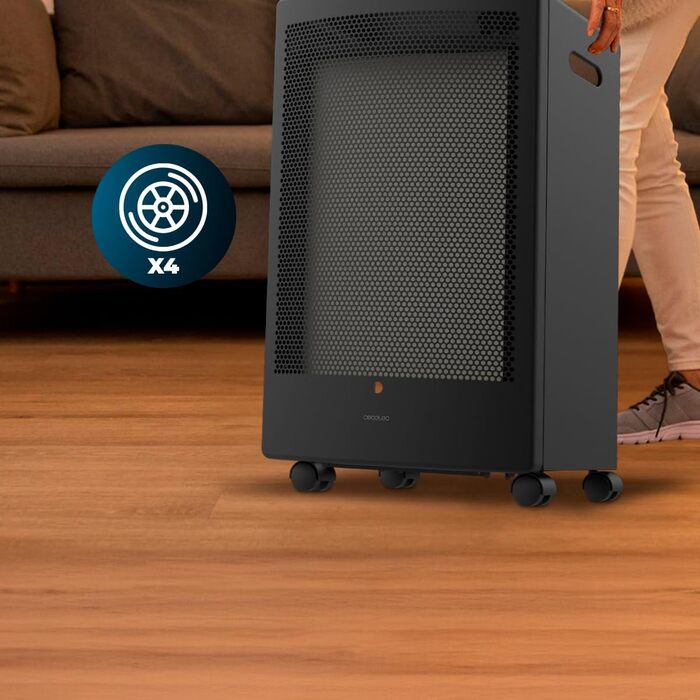 Каталітична газова плита Cecotec ReadyWarm 5300, потужність 3000 Вт у 2 етапах, рівномірний розподіл тепла, потрійна система безпеки, сумісна з газовими балонами місткістю 13 кг, ручки та 4 колеса