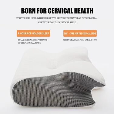 Подушка для підтримки шиї, ергономічна ортопедична подушка 2 в 1, подушка з піни з ефектом пам&39яті, подушка для зняття болю в шиї, ергономічна подушка для сну на боці, спині та животі (чорна)