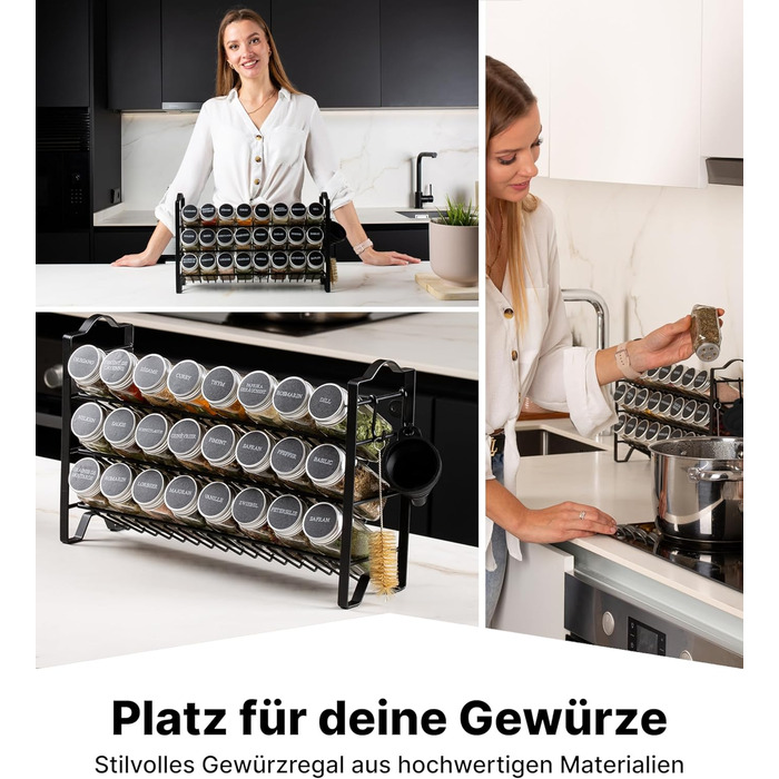 Підставка для спецій Deco haus, настінна та настінна З БАНКАМИ ДЛЯ СПЕЦІЙ ТА ЕТИКЕТКАМИ - Органайзер для спецій - Органайзер для підставок для спецій - Підставка для спецій - Підвісна система підставок для спецій - Зберігання спецій - Банки для спецій з п