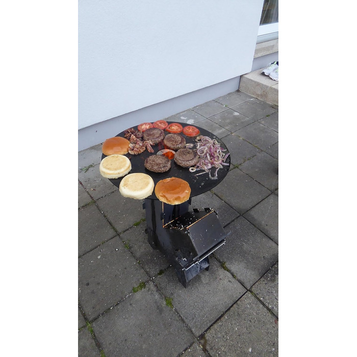 Піч-ракета Fire World з грилем 5 мм, система підключення до мережі, виготовлена з міцної сталі товщиною 3 мм, чаша для вогню, барбекю, дров&39яна піч-ракета, кемпінг, кемпінгова плита, кемпінговий гриль. Зроблено в Німеччині.