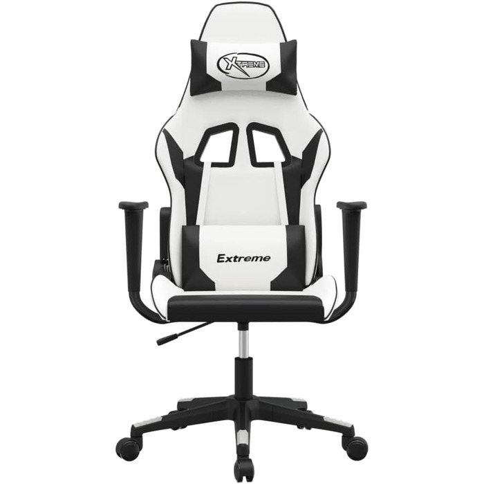 Ігрове крісло, біла та чорна штучна шкіра, офісне крісло, ігрове крісло, обертове крісло, стілець для столу - 3143697