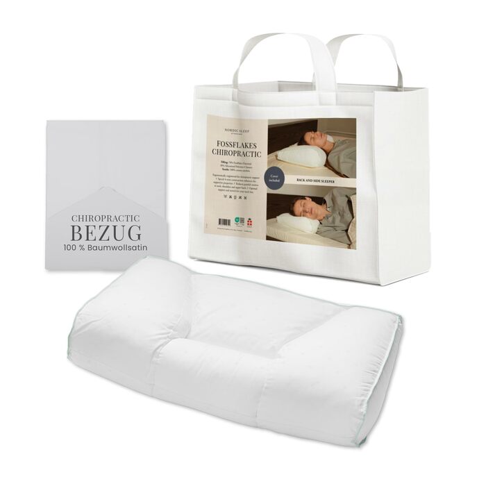Хіропрактична подушка для ліжка середнього розміру, м&39яка подушка для шиї та плечей, гіпоалергенна, пухова альтернатива підтримка шиї, винайдена данським хіропрактиком (58 x 34 x 13 см) середнього розміру