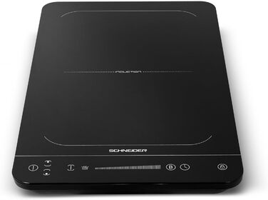 Мобільна індукційна варильна поверхня SCHNEIDER 2 пластини на 3500 Вт, змінна варильна поверхня, виявлення горщика та 10 рівнів, електрична варильна поверхня з таймером, блокування від дітей, захист від перегріву та дотику, чорна