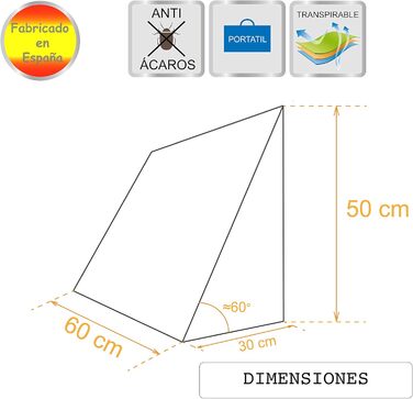 Подушка для читання PEKITAS, велика подушка для ліжка або дивана, підтримка спини, 50x30x60 см, чохол, що прається, жорстка основа, суперм&39який пінопласт G25, 50x30x60 см