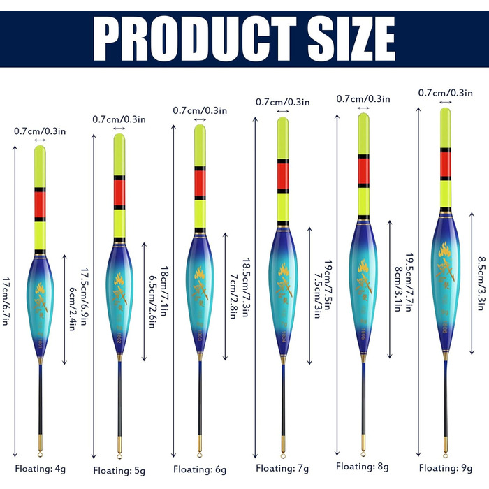 Світлодіодний поплавковий риболовний набір з індикатором клювання, двоколірний нічний рибальський буй, поплавці з підсвічуванням, плавучість 4 г/5 г/6 г/7 г/8 г/9 г, в комплекті акумулятори та зарядний пристрій, рибальські аксесуари для річок та озер 4 г/