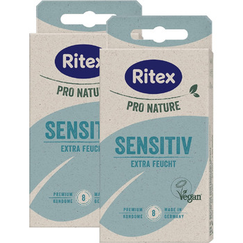 Презервативи Ritex Pro Nature Sensitiv - природне додаткове зволоження - екологічний ярмарок Зроблено в Німеччині, 16 шт. 16 шт. (1 упаковка)