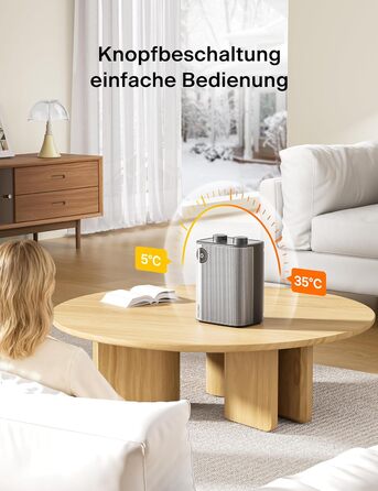 Керамічний міні-вентилятор PELONIS 2000 Вт, 2 режими швидкого нагрівання, 3 режими нагріву вентилятор, тихий настільний обігрівач із захистом від перегріву та перекидання для офісу, столу та домашнього офісу 25A Чорний 25a