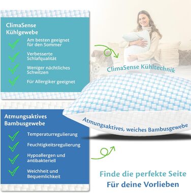 Подушка для шиї Ella 40x80 Ергономічна подушка з регульованим наповнювачем Ортопедична подушка від болю в шиї Підходить для сну на боці, спині та животі з чохлом, який можна прати, 40x80 см