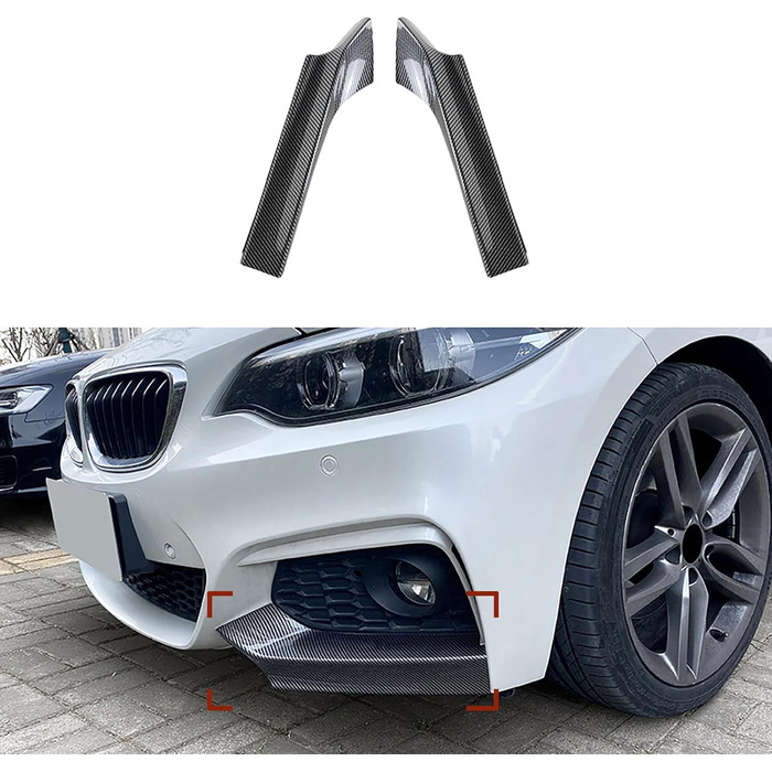 Сумісний з BMW 2 Series F22 F23 M Sport 2014-2019 MP, 1 пара автомобільних передніх бамперів губа бічні спідниці, спліттер, смуга проти зіткнення, протектор кута, спойлер, B Вигляд з вуглецевого волокна звичайний вигляд B Вигляд з вуглецевого волокна