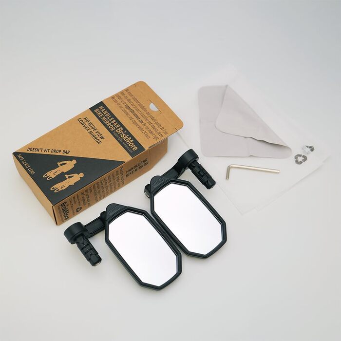 Велосипедні дзеркала BriskMore на торці керма, опукла скляна лінза високої чіткості для керма електровелосипеда, стійка до подряпин, безпечний задній вид, 1 пара велосипедних дзеркал BT-022 (праве та ліве) A срібна лінза 1 пара