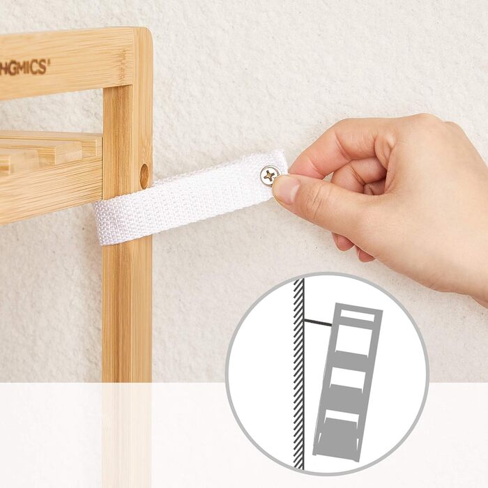 Бамбукова полиця SONGMICS, кухонна полиця, полиця для ванної кімнати, книжкова полиця, окремостояча полиця з 3 полицями, 31,5 x 45 x 80 см, для ванної кімнати, кухні, вітальні, спальні, балкону, натуральний колір BCB073N01 натуральний колір 3 рівні (80В с