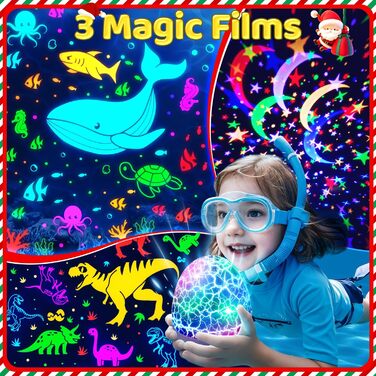 Нічник Staryou Зоряне небо Проектор для дітей, 15 музичних нічників-іграшок-динозаврів, 3 фільми 31 колір лампи-динозавра, пульт дистанційного керування яскравість таймер яйце-динозавра, хлопчик 4 роки, ідея подарунка, білий