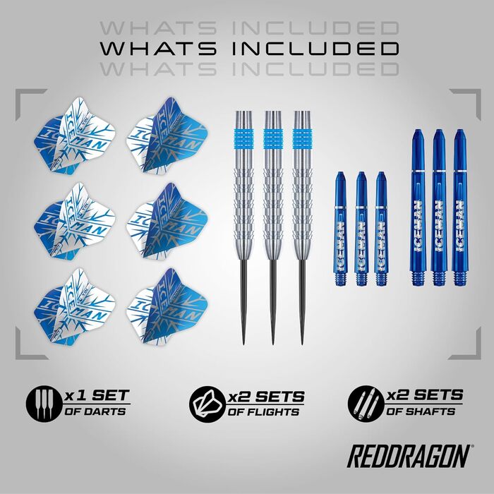 Набір дротиків RED DRAGON Professional Player Series зі сталевим наконечником, деками та держаками для дротиків Iceman