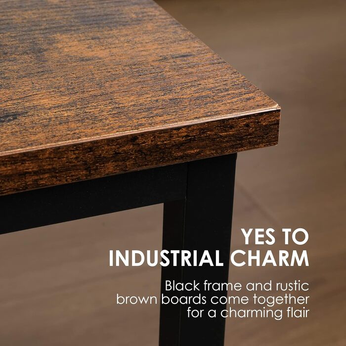 Журнальний столик VOWNER, стіл для вітальні, журнальний столик зі сталевим каркасом та полицями, промисловий дизайн, скандинавський стиль, легке складання, дерев&39яний диванний столик, приставний столик, вінтажний коричневий