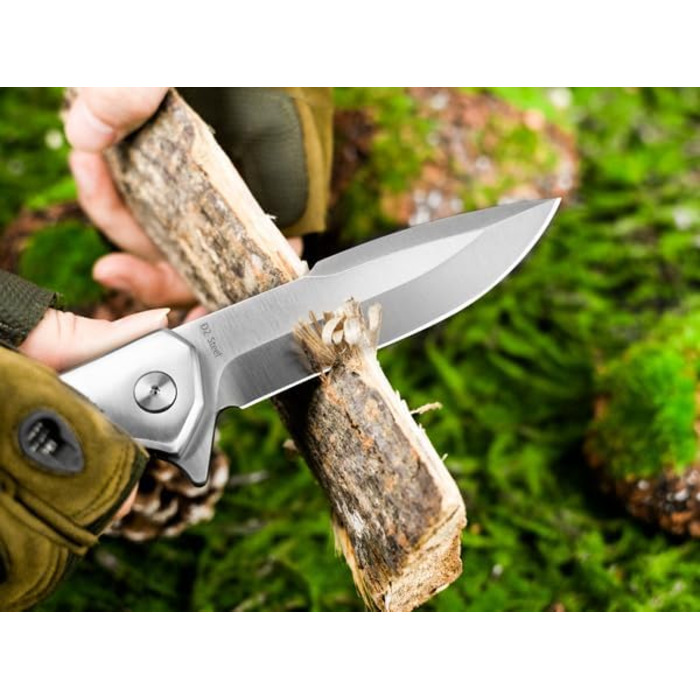 Складний ніж NedFoss BEAST, великий кишеньковий ніж зі сталі D2 10 см з руків'ям G10, гострий одноручний ніж з піхвами та шарикопі