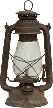 Антикварний металевий олійний ліхтар Biscottini Д15,5 x Ш15,5 x В32,5 - Центральна композиція - Домашній декор - Ліхтар у стилі шеббі-шик - Кемпінг