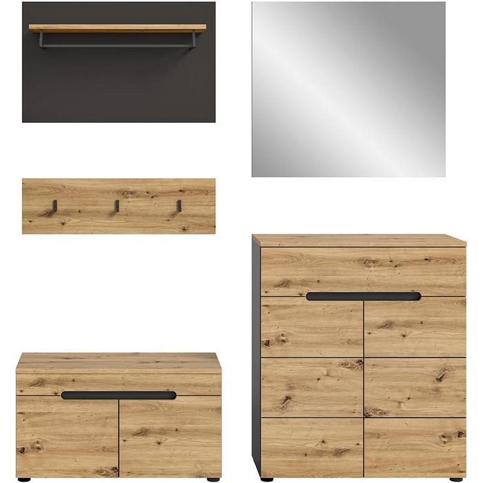 Вішалка для верхнього одягу Lomadox набір з 4-х частин вішалка для верхнього одягу з тумбою для взуття лавка для верхнього одягу в