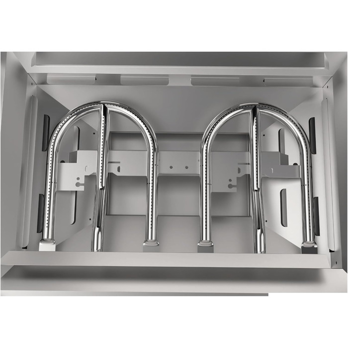 Гриль з кришкою, 2 конфорки, потужність 6.4 кВт, Електронне запалювання, LED освітлення, Нержавіюча сталь G-600 з порошковим покриттям, 600