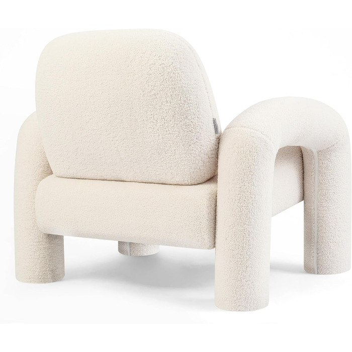 Крісло Lia, крісло для відпочинку, одномісний диван у букле - одномісне крісло, м&39яке крісло, диван до 120 кг - елегантне крісло, диван-гойдалка, крісло-реклайнер для вітальні, спальні в білому кольорі