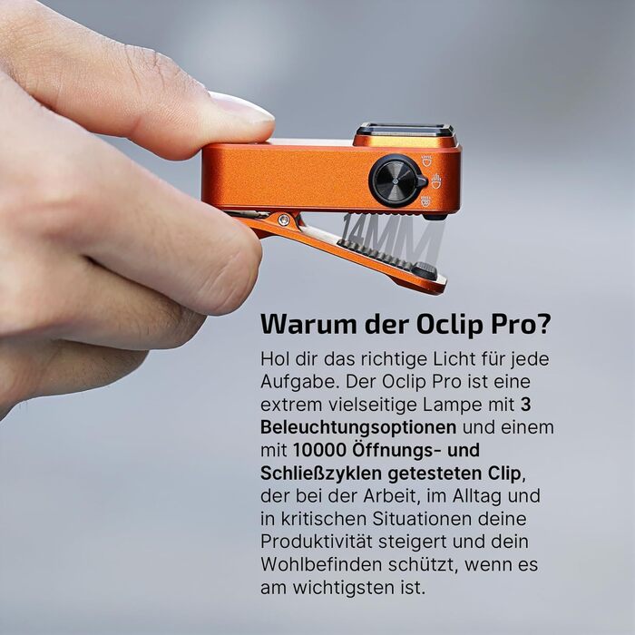 Міні-світлодіодний ліхтарик OLIGHT Oclip Pro з прожектором, сфокусованим світлом та червоним світлом, яскравий акумуляторний ліхтарик 500 люменів USB-C, лампа-кліпса IPX6, невеликий миготливий ліхтарик для бігунів та кемпінгу (помаранчевий)