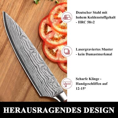 Ніж Кухонний ніж Шеф-кухарський ніж - Кухонний ніж Професійний ніж Гострий кухонний ніж з нержавіючої сталі з ручкою з паккавуду У
