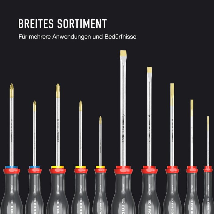 Набір викруток FACOM PROTWIST, 10 предметів, ATW.J10PB. Стандартні викрутки, 10 шт. з круглим та шестигранним жалом