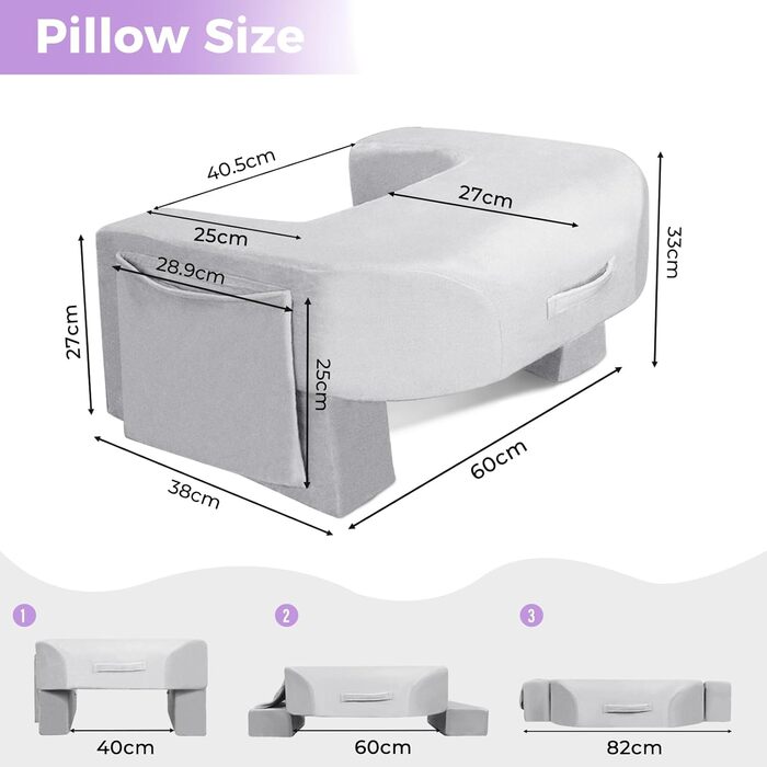 Подушка для читання Babenest для колін, підлокітник, ігрова подушка для роботи, регульована по висоті подушка для колін для дорослих, для сидіння в ліжку, дивані, підлозі (плюшево-сірий)