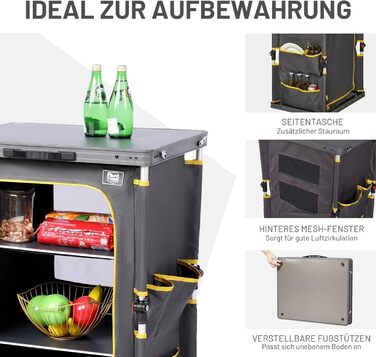 Складана кемпінгова шафа TIMBER RIDGE, розкладна кемпінгова кухня, автомобільна розкладна шафа, кухонний ящик, розкладна шафа, універсальний портативний з сумкою для перенесення, сірий