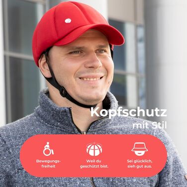 Медичний захисний шолом Ribcap Baseball Cap безпечний та стильний захист голови для тих, хто ризикує впасти Червоний Ідеально підходить для людей з епілепсією, дорослих, людей похилого віку та активного відпочинку