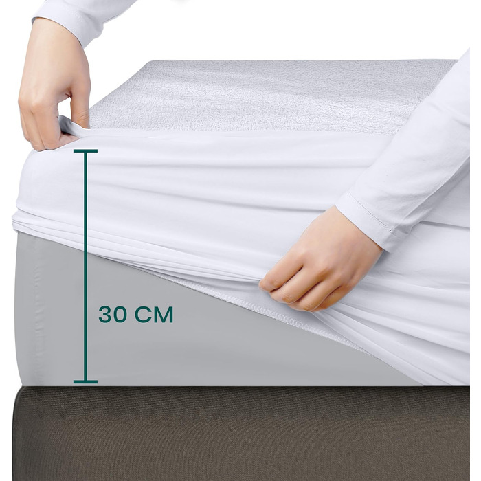 Наматрацник Utopia Bedding 90 x 200 x 30 см Водонепроникний, сертифікований Oeko-TEX Наматрацник дихаючий, Наматрацник, Універсаль