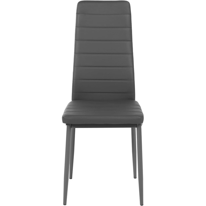 Обідні стільці, комплект з 4 шт. , штучна шкіра, протестовані SGS, висока спинка, водонепроникні, кухонний стілець, обідній стілець або стілець за обіднім столом, сірий ПВХ сірий, 4 стільці