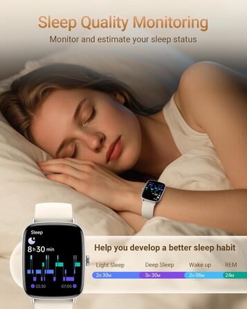 Розумний годинник для чоловіків та жінок з функцією телефону, фітнес-годинник 1,85 дюйма, понад 100 спортивних режимів, фітнес-трекер з моніторингом серцевого ритму/SpO2/сну, крокомір, водонепроникний спортивний годинник IP68 для iOS та Android, бежевий