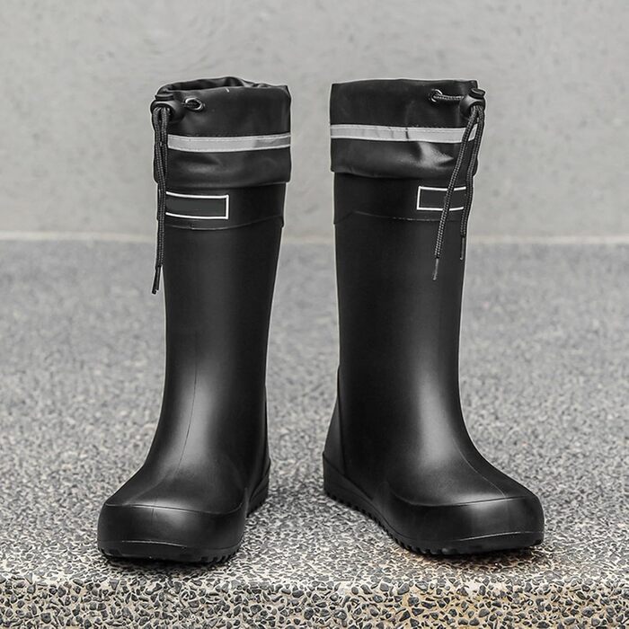 Жіночі гумові чоботи середньої висоти, широкі, для походів, літні чоботи, нековзні, унісекс, гумові чоботи до щиколотки, чоботи для верхової їзди, водонепроникні, легкі, чорні, 41/EU