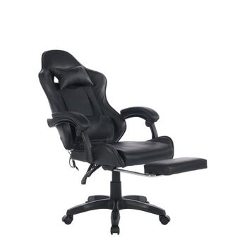 Професійне ігрове крісло ергономічне офісне крісло з регульованою опорою для голови та попереку підставкою для ніг, регулюванням висоти та поворотом на 360, вантажопідйомністю до 150 кг, чорного кольору