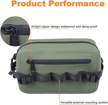 Рибальська сумка DONGKER, водонепроникна поясна сумка IPX7, рибальська сумка на задній частині з герметичною застібкою-блискавкою та регульованим плечовим ременем для зовнішньої риболовлі нахлистом, біг, спортивний зелений