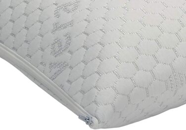 Віскоеластична подушка з обробкою з алое вера, середньої жорсткості, зі срібними нитками та подвійним чохлом для відпочинку та комфорту. 70x35 см (упаковка з 2 шт.)