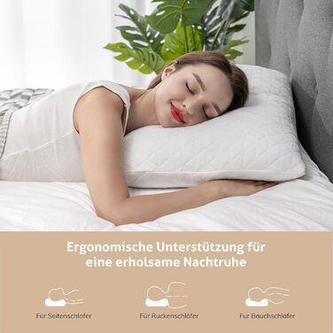 Подушка EGO Home з піни з ефектом пам&39яті 40x80 см з подрібненою піною з ефектом пам&39яті - Дихаюча, ергономічна подушка для підтримки шиї для сну на боці, спині та животі - Сертифіковано Oeko-Tex - Чохол, який можна прати 80x40 см